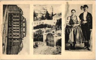 Eger, Igazságügyi palota, Érseki rezidencia, jegyespár, folklór (fa)