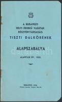 1936 A Budapesti Helyi Érdekű Vasutak Részvénytársaság Tiszti Dalkörének alapszabályai, pp.:16, 17x10cm