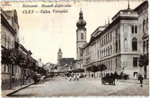 Kolozsvár, Kossuth Lajos utca / street, vissza So. Stpl (EK)