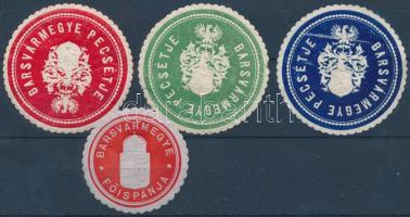 Barsvármegye 3 db pecsétje + Főispánja pecsétbélyeg