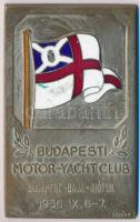 Berán Nándor (1889-1965) 1936. "Budapesti Motor-Yacht Club - Budapest - Baja - Siófok 1936.IX.6-7." ezüstözött Br plakett, hátlapján "BUDAPEST DÖBRENTEI U. 2." (68x42mm) T:2
