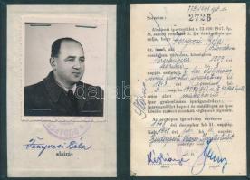 1948 Ipartestületek Országos Központja fényképes igazolvány, 11x8cm