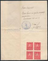 1927 Dunavecse főszolgatiszt engedélye "kocsibeállóra" okmánybélyegekkel
