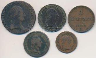 1781B 1/2kr Cu + 1782B 1/4kr Cu + 1851G 1Kr Cu + 1800A 1kr Cu + 1800S 3kr Cu T:2-,3