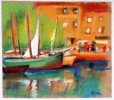 Rónai jelzéssel: Vitorlások. Pasztell, papír, 30×34 cm