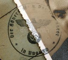 1944 Magyarország Magasabb SS és rendőrparancsnoka által kiállított munkaigazolvány, fényképes, biro...