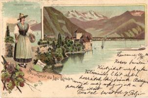 Lake Geneva, Lac Leman; Costume Vandois; Künzli No. 247. litho (b)
