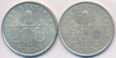 1993. 200Ft Ag "MNB" (2x) T:2,2-
