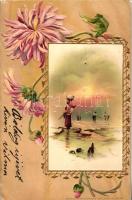 12 db RÉGI motívumlap pár lithoval, vegyes minőség; művészi tájképek / 12 old motive cards with some lithos, mixed quality; art landscapes