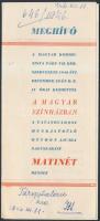 1946 Magyar kommunista Párt VII. ker. Magyar Színházi matiné meghívója, 15x20cm