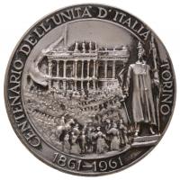 Olaszország 1961. "Olaszország egyesítésének centenáriuma - Torino 1861-1961" jelzett Ag emékérem (39,3g/0.800/42mm) T:2 patina Italy 1961. "Centenario dell'unita d'Italia - Torino 1861-1961" marked Ag commemorative medal (39,3g/0.800/42mm) C:XF patina