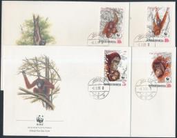 WWF: orángután sor 4 FDC-n WWF Orangutan set 4 FDC