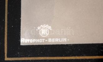 Antik fa képkeret színezett fotóval, belső:28×34 cm, külső:47×41 cm