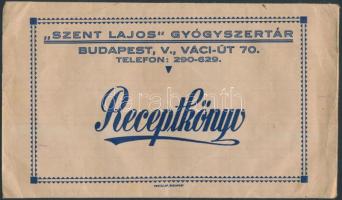 cca 1940 "Szent Lajos" gyógyszertár, Receptkönyv boríték, 22x13cm