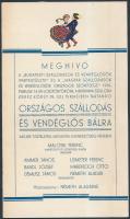1935 Meghívó Országos Szállodás és Vendéglős Bálra, kihajthatós, 21x12cm