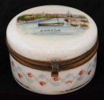 Abbáziát ábrázoló porcelán ékszertartó, matricás, hibátlan, jelzés nélkül, d: 7 cm, m: 4 cm