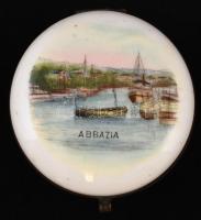 Abbáziát ábrázoló porcelán ékszertartó, matricás, hibátlan, jelzés nélkül, d: 7 cm, m: 4 cm