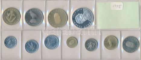 1995. 10f-200Ft 11db klf, forgalmi sor, közte 200Ft Ag "Deák", 20Ft-nál a fólia kivágva T:...