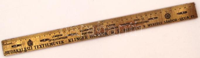 A Budakalászi Textilművek Klinger Henrik R.t. fém vonalzója, h: 40 cm