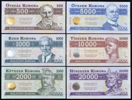 2012. "Balatoni Korona" helyi pénz sorozat: 500K + 1000K + 2000K + 5000K + 10.000K + 20.00...