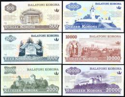 2012. "Balatoni Korona" helyi pénz sorozat: 500K + 1000K + 2000K + 5000K + 10.000K + 20.00...