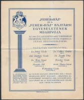 1919 Bp., A "Hehér-Ház" és a "Fehér-Ház" bajtársi egyesületének meghívója történelmi események megünneplésére, hajtott