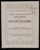 1911 A Budapesti Helyi Érdekű Vasutak R.-T. összes vonalain érvényes helyi árú díjszabás (II.) rész, pp.:16, 25x20cm