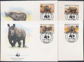 1983 WWF: fekete orrszarvú sor Mi 985-988 A 4 FDC-n