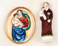 2 db egyházi témájú porcelán, kézzel festett, hibátlanok m:10 cm, 9×7 cm