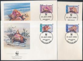 WWF: csigák sor 4 FDC-n, WWF snails set 4 FDC