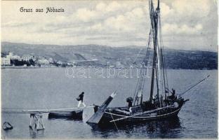 Abbazia, Halászhajó kirakodása / fishing boat unloading