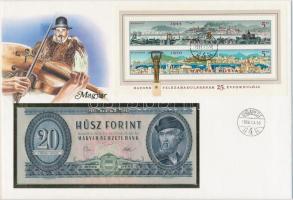 1975. 20Ft "Hazánk felszabadulásának 25. évfordulójára" borítékban alkalmi bélyegzős blokkal, tájékoztatóval T:I