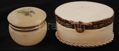 2 db ékszertartó, fajansz, alabástrom, 6×7 cm, d:4,5 cm