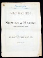 1897 Nachrichten von Siemens -Halske  Aktiengesellschaft, 31 szám, nem teljes gyűjtemény. Apró szakadásokkal, kettéhajtva, 37x27cm