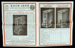 cca 1940 Koch Jenő Vasipari gyár, kályhák, központi fűtések, Bp., Szondy utca 53. Nyomtatvány árakkal, kihajthatós, 30x24cm
