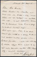 1875 március 6. Szapáry Gyula gróf (1832-1905) korábbi belügyminiszter, későbbi pénzügyminiszter, majd miniszterelnök kézzel írt, aláírt levele bizonyos Péter nevű illetőnek a nemrég (márc. 2.) alakult Wenckheim-kormány igazságügy-miniszterét, Perczel Bélát is érintő állásügyben, 1 p.