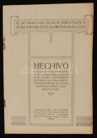 1910 Első Magyar Szakácsművészeti Rokonipari- és Élelmiszer-kiállítás meghívó, pp.20, 30x20cm