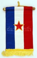 Jugoszláv asztali zászló, selyem, 27x15cm