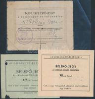 cca 1907-1990 5 db különféle, országházi belépőjegy, ismert személyek részére is, pl. Mátyás B. Ferenc (1943- ) író, stb.