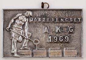 Jószerencsét AKG 1959 alumínium fali plakett, jelzés nélkül, 10×16 cm