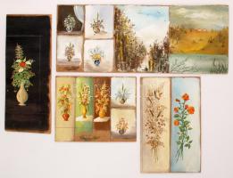 Jelzés nélkül: Festmény tétel (4db). Olaj, farost, 23×26 cm-25×62 cm