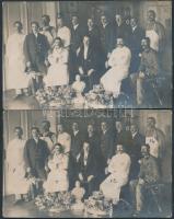 cca 1910 Étterem személyzete, hátoldalon a személyzet részletes felsorolásával, rajta egy katonaruhás férfival, 2 db fotólap, 9x14 cm