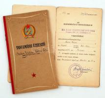 1950-1952 2 db óvónői tanulmányi értesítő, különféle bejegyzésekkel