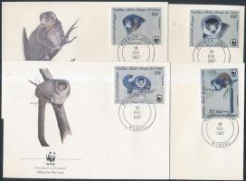 WWF: Hamvas maki sor 4 FDC-n, WWF Mongoose lemur set 4 FDC