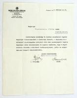 1935 Magyar Athletikai Szövetség levele fejléces papíron az elnök és a főtitkár aláírásával,30x23cm
