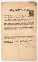 1873 Ügyvédi meghatalmazás formanyomtatvány, okmánybélyeggel (50kr),kis hibával, 34x21cm