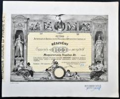 Budapest 1943. "Athenaeum Irodalmi és Nyomdai Részvénytársulat" részvénye 100P-ről, szelvé...