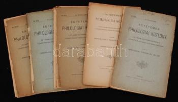 1887 Az Egyetemes Philologiai Közlöny 5 száma a XI. évfolyamból(március, április, május, január), kiadja a Franklin-Társulat