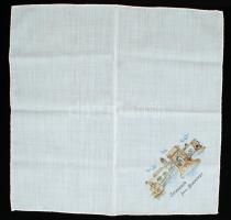 A Lánchidat ábrázoló szuvenír kendő, szép állapotban, 37x37 cm