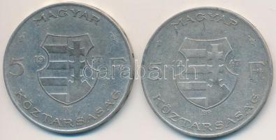 1947. 5Ft Ag "Kossuth" (2x) T:2-,3